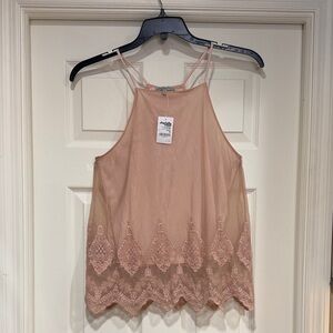 NWT Charlotte Russe Sheer Lace Camisole - Soft Pink